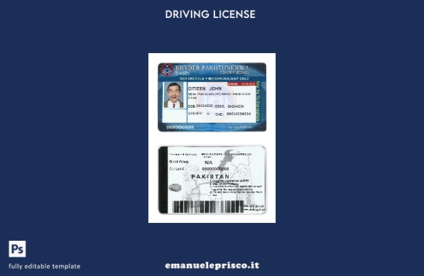 verified style modello di patente di guida pakistana in stile verificato template